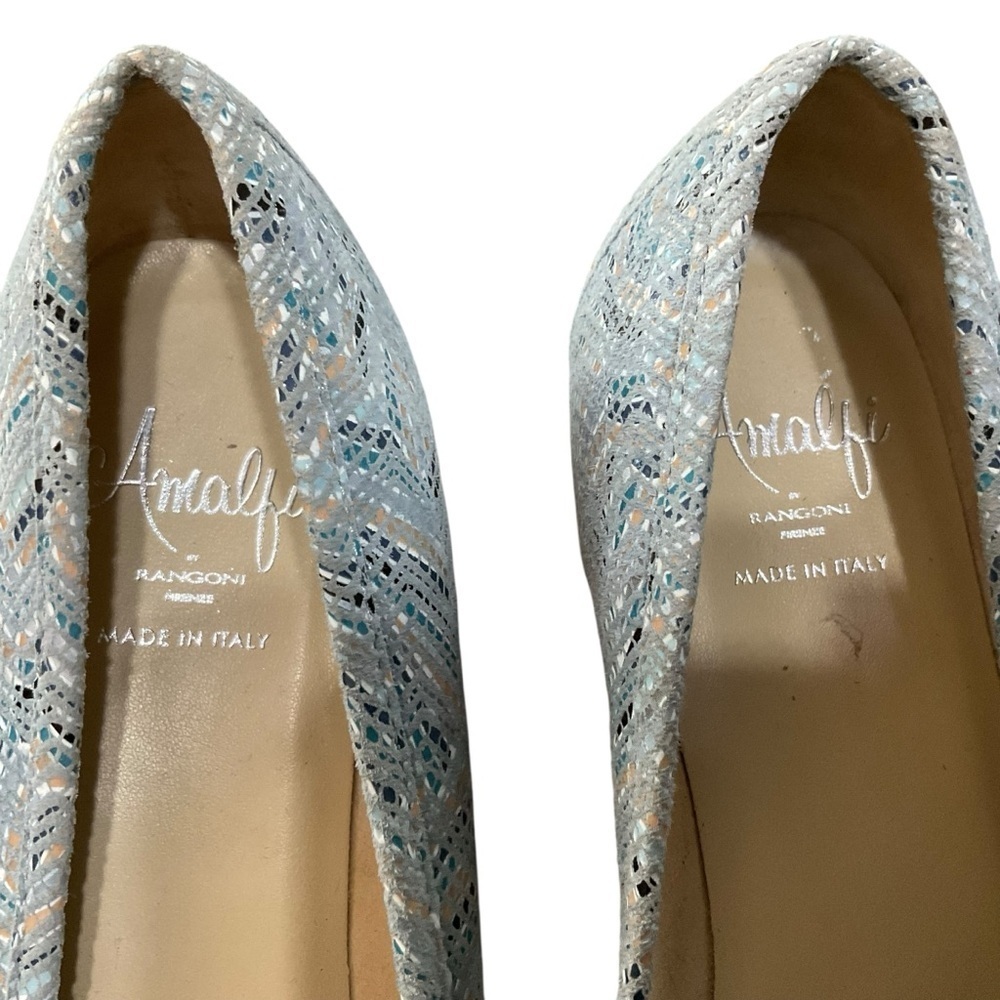 Amalfi by Rangoni Blue Woven Leather Slip-On Pumps 7.5 Narrow Made in Italy - Picture 3 of 10